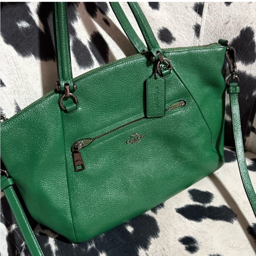 Coach Green Leather Tote Bag